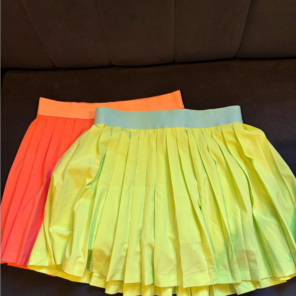 Athleta Neon Green and Orange Skater Skirts